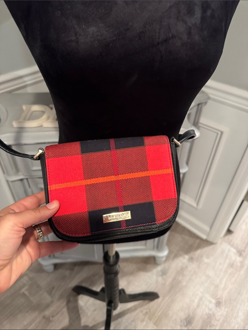 kate spade Red and Black Plaid Crossbody Bag